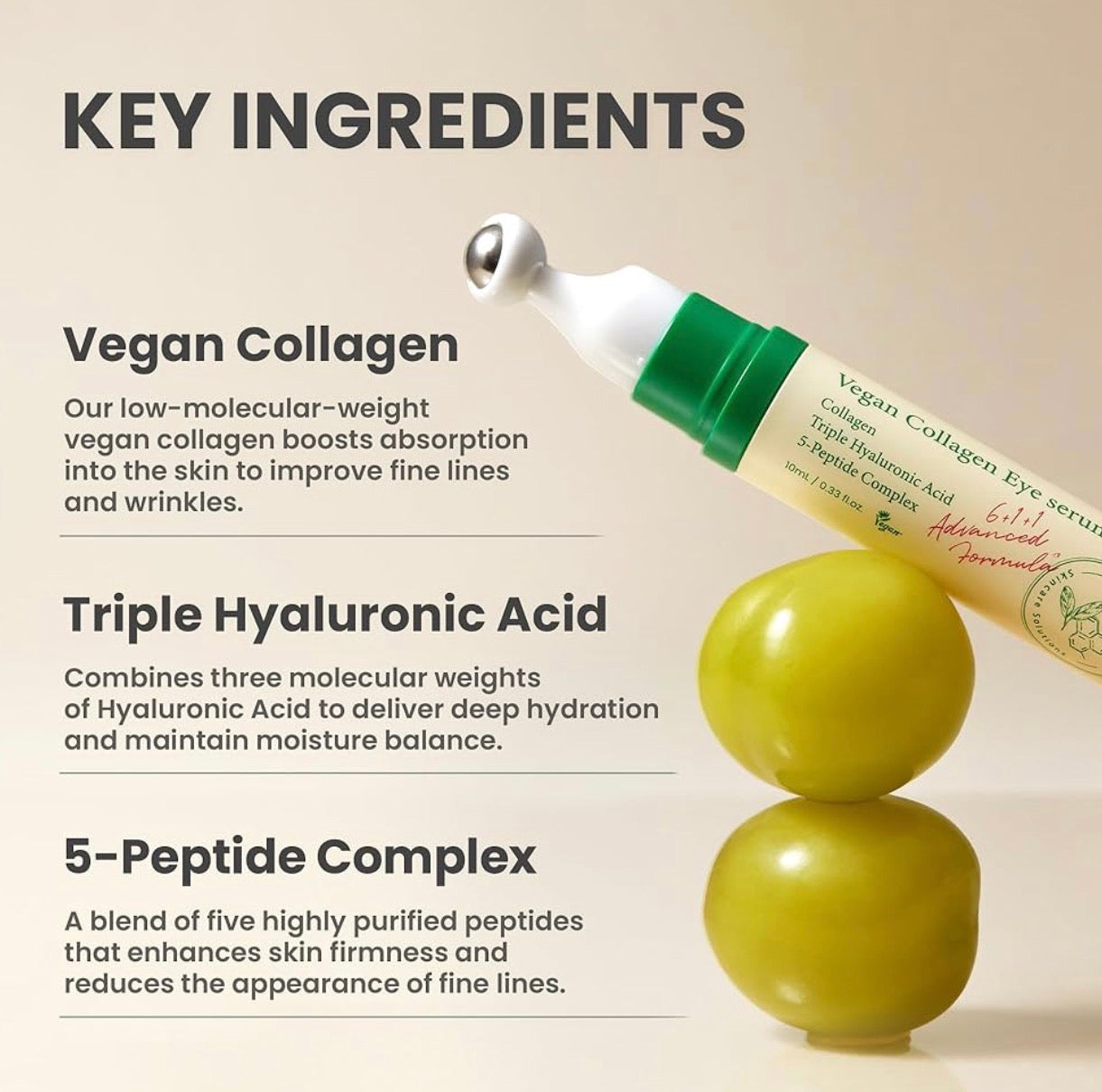 AXIS-Y Vegan Collagen Eye Serum - K Beauty Triple Hyaluronic Acid & Peptide Collagen Serum Improve Skin Elasticity, Reduce Fine Lines & Dark Circles - Vegan Korean Skin Care Eye Cream - 0.33 fl. oz. Parfumerie MAMA