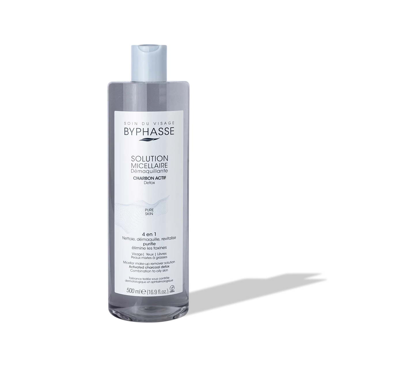 BYPHASSE SOLUTION MICELLAIRE DÉMAQUILLANTE AU CHARBON ACTIF 500ML Byphasse