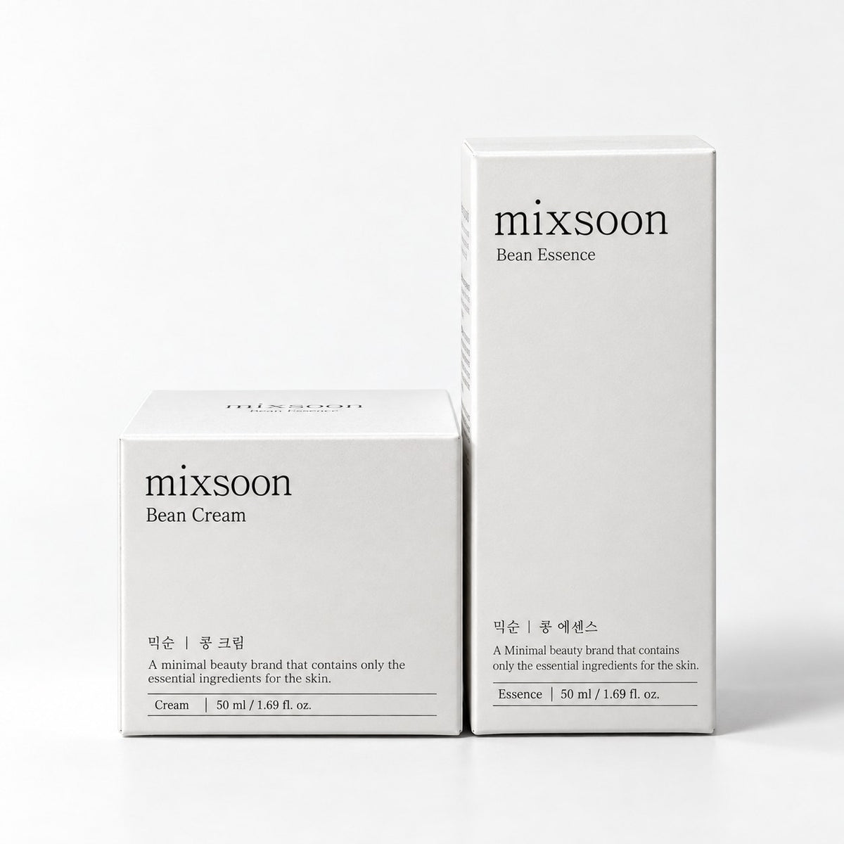 Pack Mixsoon : Bean Essence et Bean Cream sur fond blanc