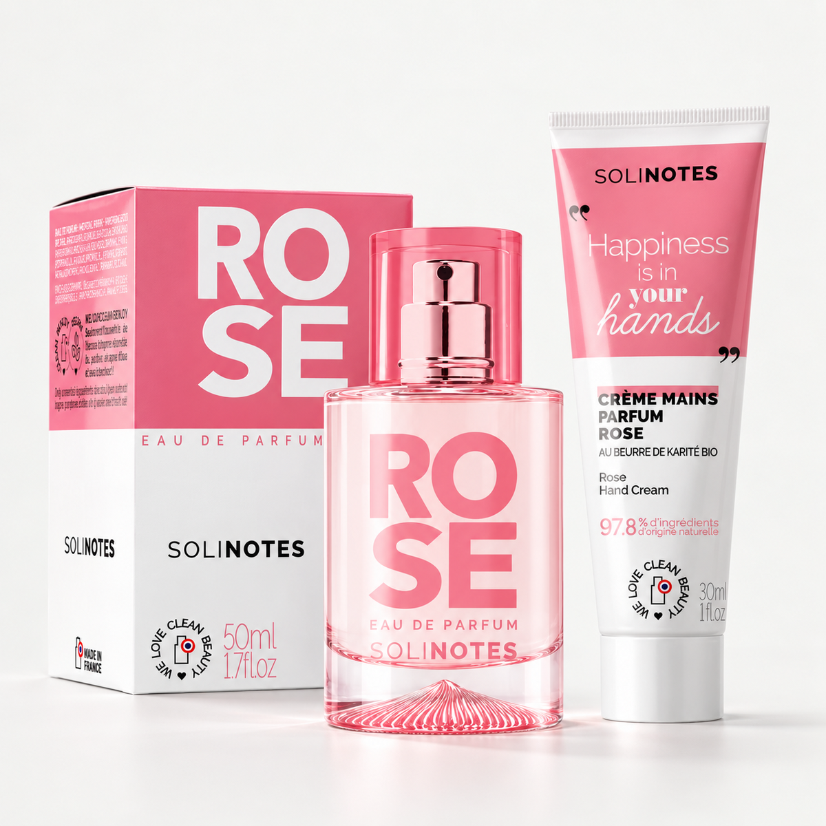 Pack Solinotes Rose Eau de Parfum 50 ml et crème mains 30 ml