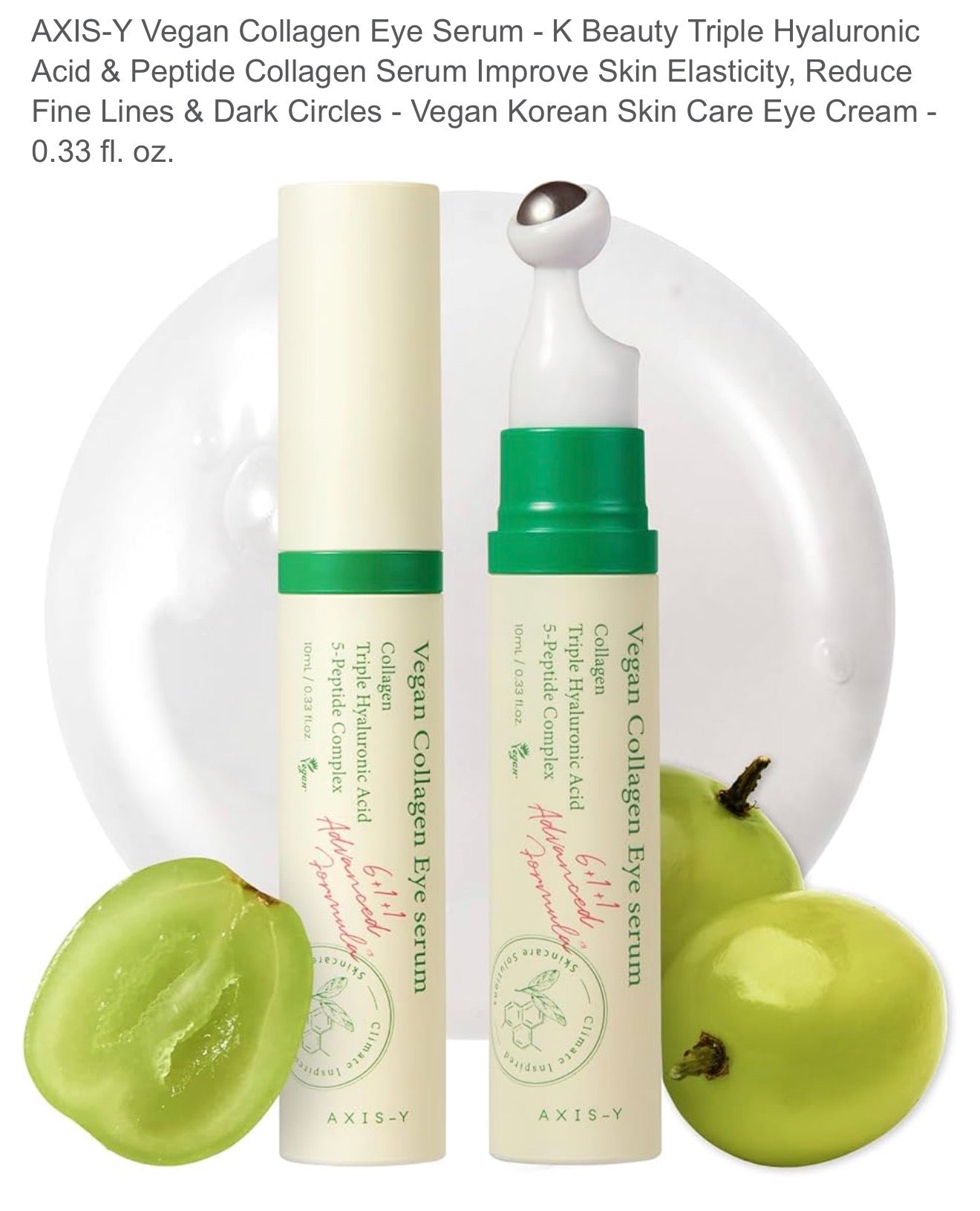 AXIS-Y Vegan Collagen Eye Serum - K Beauty Triple Hyaluronic Acid & Peptide Collagen Serum Improve Skin Elasticity, Reduce Fine Lines & Dark Circles - Vegan Korean Skin Care Eye Cream - 0.33 fl. oz. Parfumerie MAMA