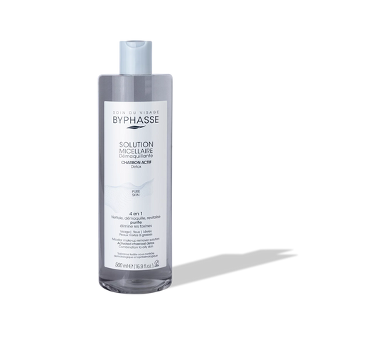 BYPHASSE SOLUTION MICELLAIRE DÉMAQUILLANTE AU CHARBON ACTIF 500ML Byphasse