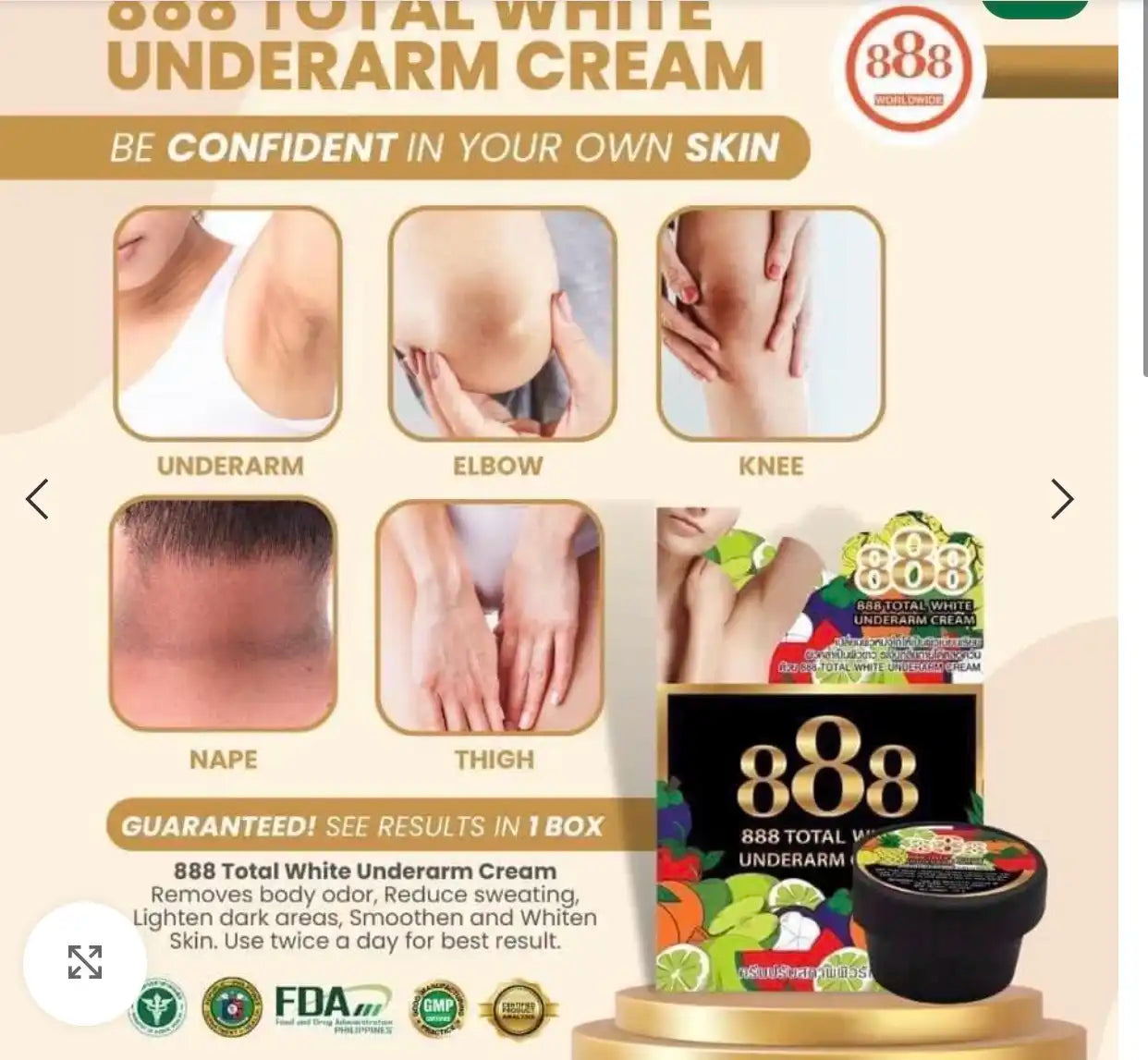 888 TOTAL WHITE UNDERARM CREAM 35 G Parfumerie MAMA