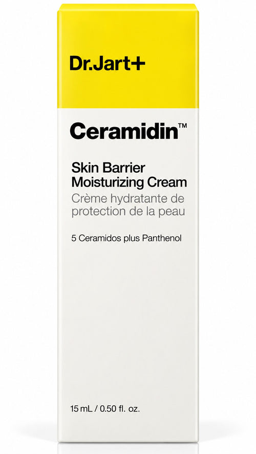 Mini pot Dr.Jart+ Ceramidin Skin Barrier Moisturizing Cream 15 ml sur fond blanc