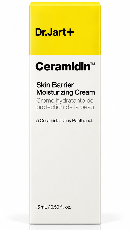 Mini pot Dr.Jart+ Ceramidin Skin Barrier Moisturizing Cream 15 ml sur fond blanc