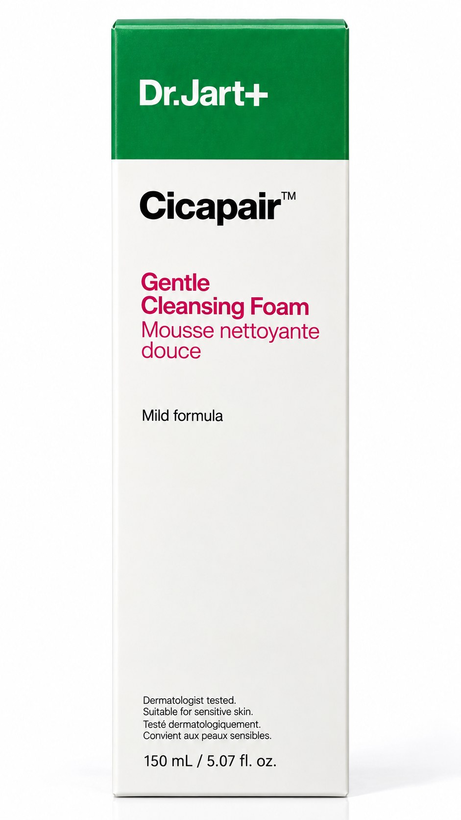 Tube Dr.Jart+ Cicapair Gentle Cleansing Foam mousse nettoyante douce 150 ml sur fond blanc