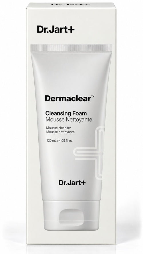 Tube Dr.Jart+ Dermaclear Cleansing Foam mousse nettoyante 120 ml sur fond blanc