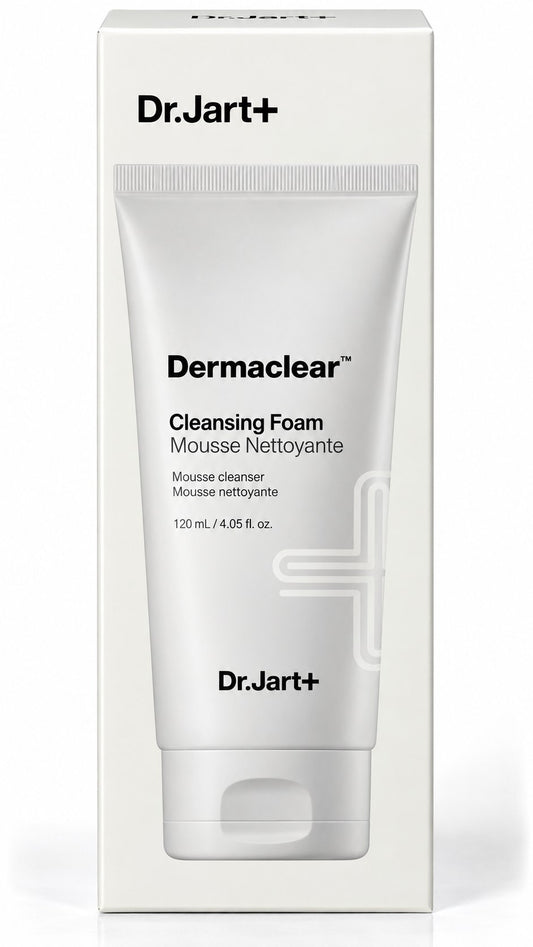 Tube Dr.Jart+ Dermaclear Cleansing Foam mousse nettoyante 120 ml sur fond blanc