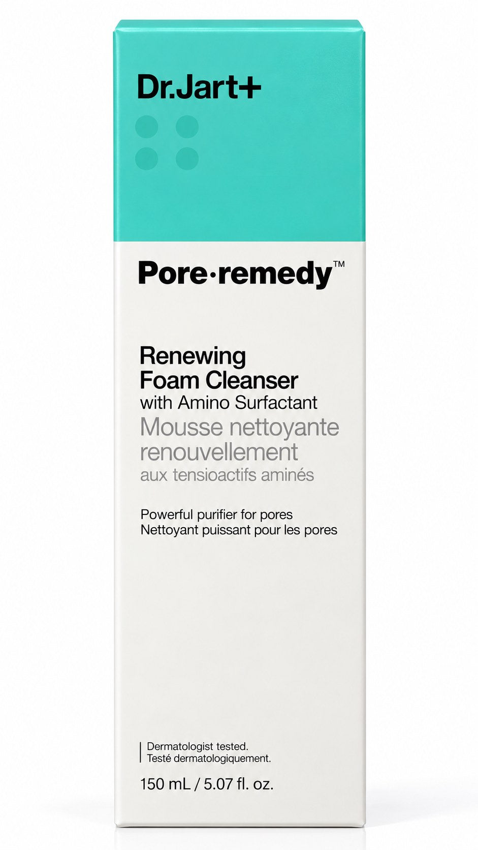 Tube Dr.Jart+ Pore Remedy Renewing Foam Cleanser 150 ml sur fond blanc